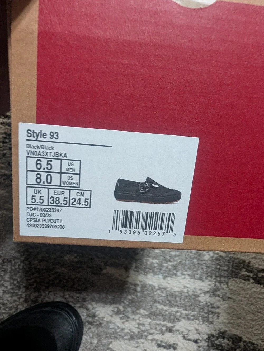 Vans Black Canvas Mary Jane Strap Shoes Style 93